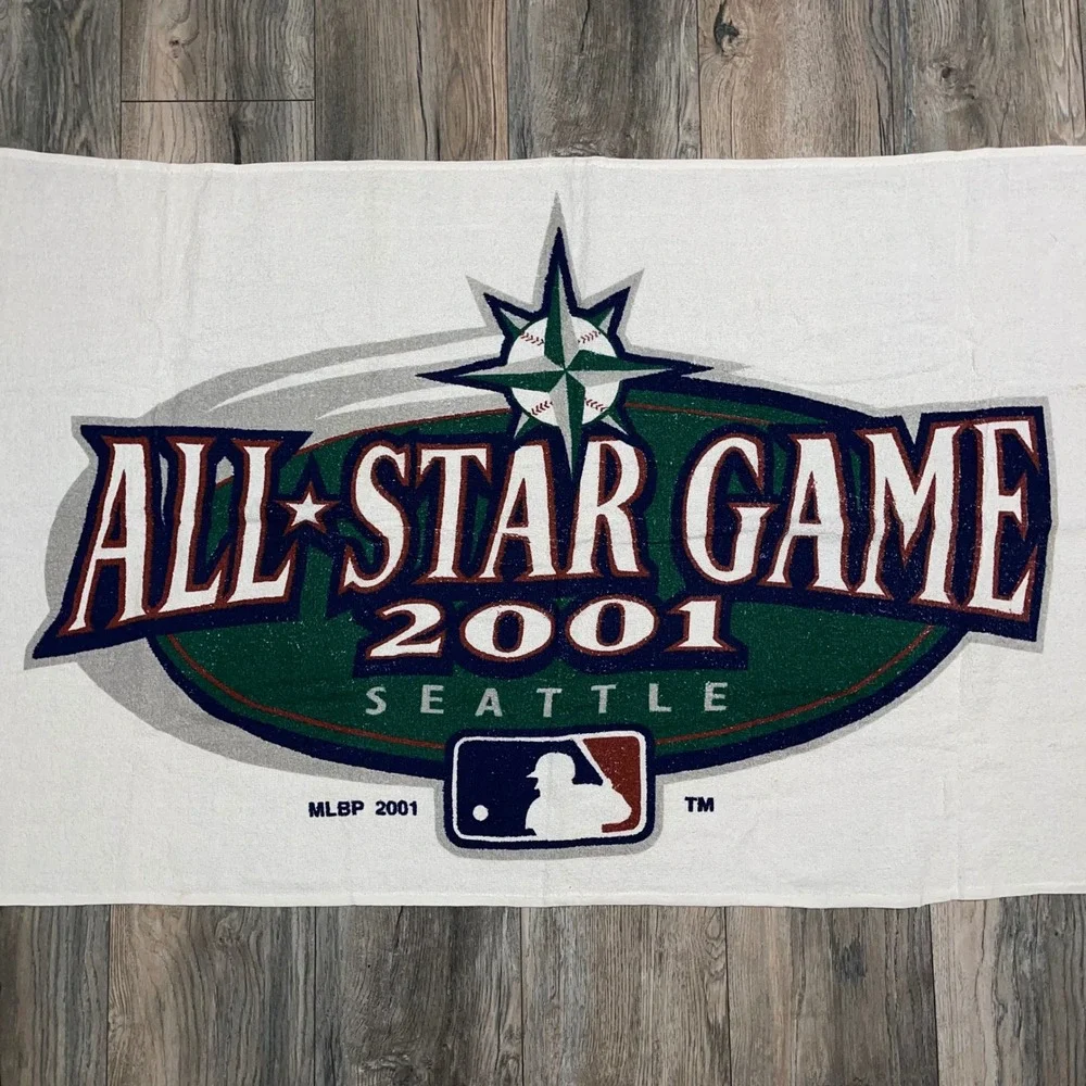 Vintage 2001 MLB All Star Game Seattle Beach Towel Sherry Mfg Co White